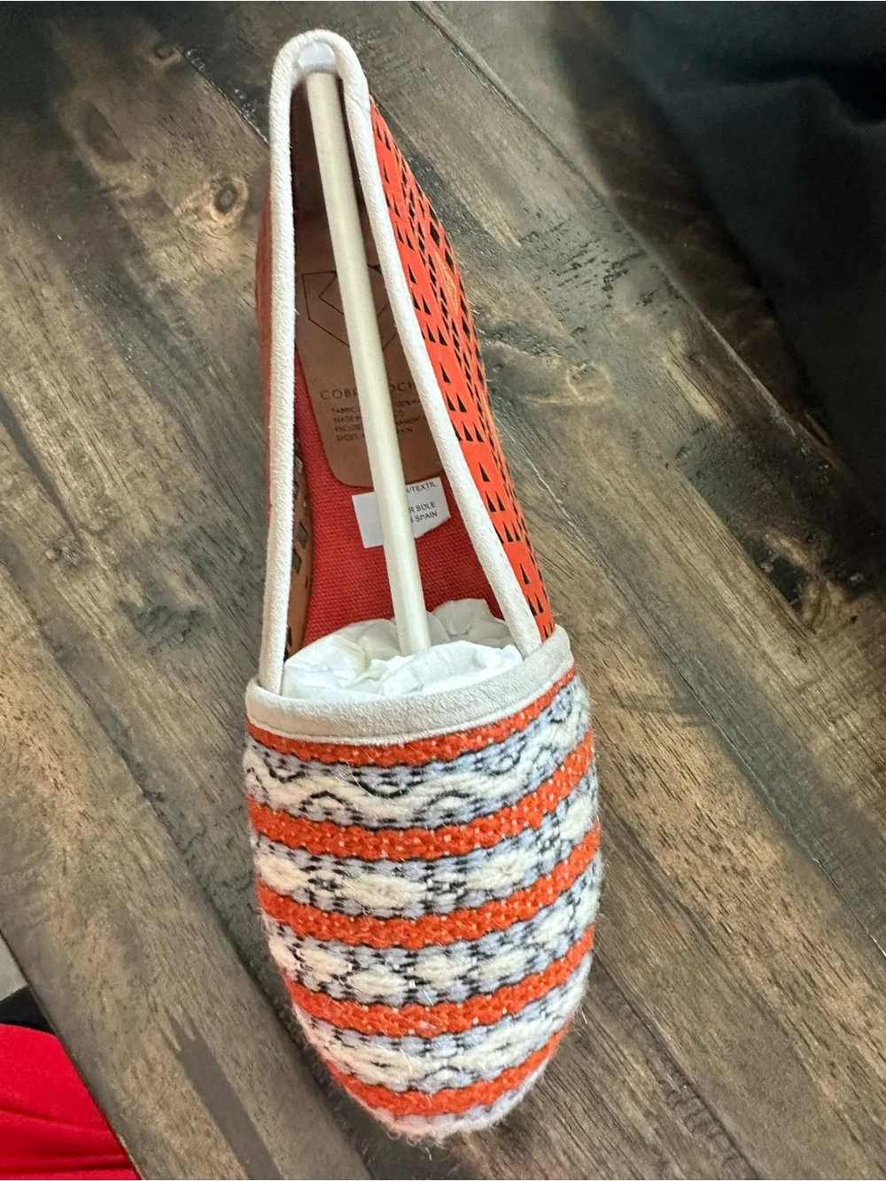 NWOB Cobra Society Women Wool & Leather Laser Cut Tapestry Espadrilles Size 7